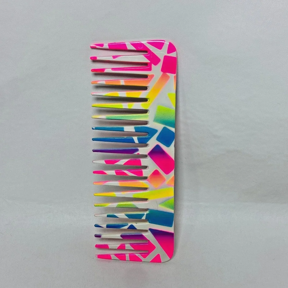 VTG Florence Billon Wide‎ Tooth Detangle Comb Neon Made In Paris 6 Inch 80s